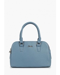 Голубая кожаная большая сумка от Savio