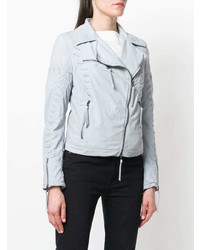 Женская голубая кожаная косуха от Drome