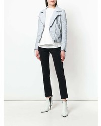 Женская голубая кожаная косуха от Drome