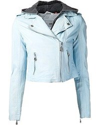 Женская голубая кожаная куртка от Doma