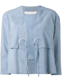 Женская голубая кожаная куртка от Drome