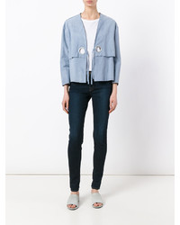 Женская голубая кожаная куртка от Drome