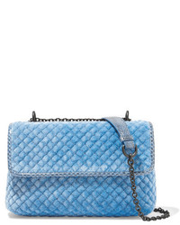 Голубая кожаная стеганая сумка через плечо от Bottega Veneta