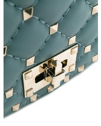 Голубая кожаная стеганая сумка через плечо от Valentino