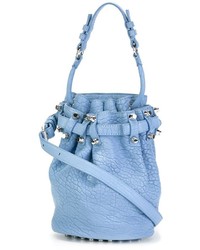 Голубая кожаная сумка-мешок от Alexander Wang