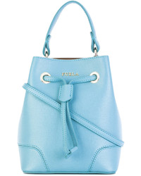 Голубая кожаная сумка-мешок от Furla
