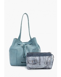Голубая кожаная сумка-мешок от Igermann
