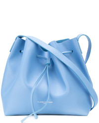 Голубая кожаная сумка-мешок от Lancaster