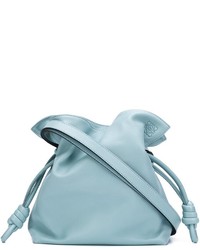 Голубая кожаная сумка-мешок от Loewe