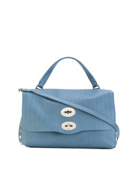 Голубая кожаная сумка-саквояж от Zanellato
