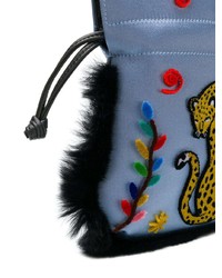 Голубая кожаная сумка через плечо с принтом от Les Petits Joueurs