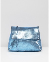 Голубая кожаная сумка через плечо от Asos