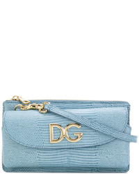 Голубая кожаная сумка через плечо от Dolce & Gabbana