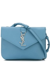 Голубая кожаная сумка через плечо от Saint Laurent