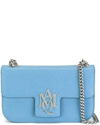 Женская голубая кожаная сумка от Alexander McQueen