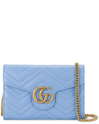 Женская голубая кожаная сумка от Gucci
