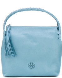 Женская голубая кожаная сумка от Tory Burch