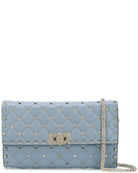 Женская голубая кожаная сумка от Valentino Garavani