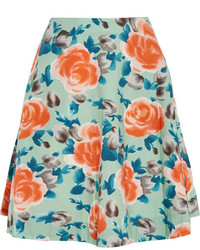 Голубая короткая юбка-солнце с цветочным принтом от Marc by Marc Jacobs
