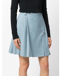 Голубая короткая юбка-солнце со складками от Versace Vintage