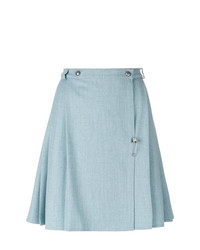 Голубая короткая юбка-солнце со складками от Versace Vintage