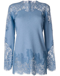 Голубая кружевная блузка от Ermanno Scervino