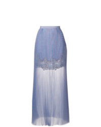 Голубая кружевная длинная юбка