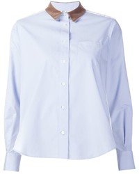 Женская голубая кружевная рубашка от Sacai