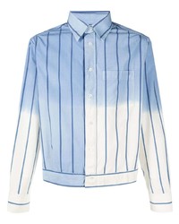 Мужская голубая куртка-рубашка в вертикальную полоску от Lanvin