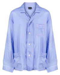 Мужская голубая льняная куртка-рубашка от Aspesi