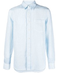 Мужская голубая льняная рубашка с длинным рукавом от 120% Lino