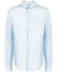 Мужская голубая льняная рубашка с длинным рукавом от A.P.C.