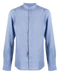 Мужская голубая льняная рубашка с длинным рукавом от Altea
