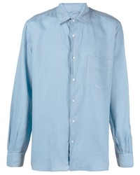 Мужская голубая льняная рубашка с длинным рукавом от Aspesi