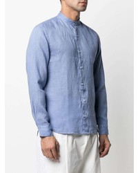 Мужская голубая льняная рубашка с длинным рукавом от Altea