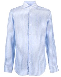 Мужская голубая льняная рубашка с длинным рукавом от Barba