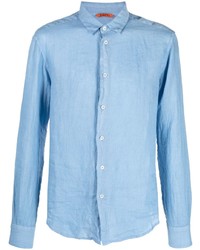 Мужская голубая льняная рубашка с длинным рукавом от Barena