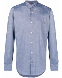 Мужская голубая льняная рубашка с длинным рукавом от BOSS