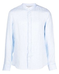 Мужская голубая льняная рубашка с длинным рукавом от Brunello Cucinelli