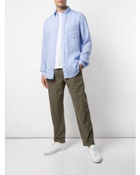 Мужская голубая льняная рубашка с длинным рукавом от Gitman Vintage