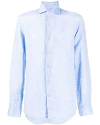 Мужская голубая льняная рубашка с длинным рукавом от Corneliani