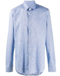 Мужская голубая льняная рубашка с длинным рукавом от Dell'oglio