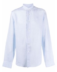 Мужская голубая льняная рубашка с длинным рукавом от Dell'oglio