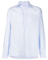 Мужская голубая льняная рубашка с длинным рукавом от Doppiaa