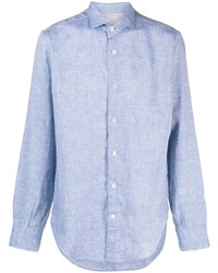 Мужская голубая льняная рубашка с длинным рукавом от Eleventy