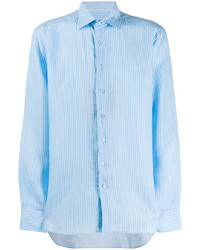 Мужская голубая льняная рубашка с длинным рукавом от Etro