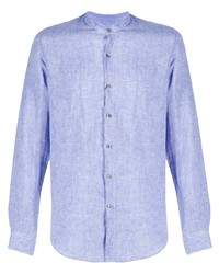 Мужская голубая льняная рубашка с длинным рукавом от Giorgio Armani