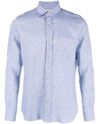 Мужская голубая льняная рубашка с длинным рукавом от Glanshirt
