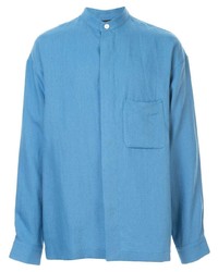 Мужская голубая льняная рубашка с длинным рукавом от Haider Ackermann