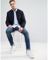 Мужская голубая льняная рубашка с длинным рукавом от Jack and Jones